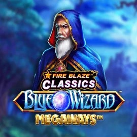 Fire Blaze Blue Wizard Megaways slot logo by Rarestone Gaming at Beef Casino
