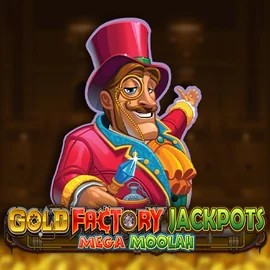 Gold Factory Jackpots Mega Moolah by Aurum Signature Studios, showcased at casinobeef.eu – game logo